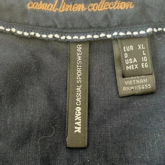 ❤️2/$50❤️[10]MNG Casual Black Linen Blend Short Sleeve Dress Waist Belt - Picture 8 of 10